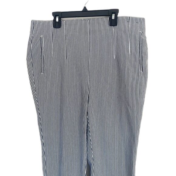 Rafaella Slim Fit Ponte Pants Pull On Light Gray Pinstripe Plus Size 14 - Picture 2 of 6
